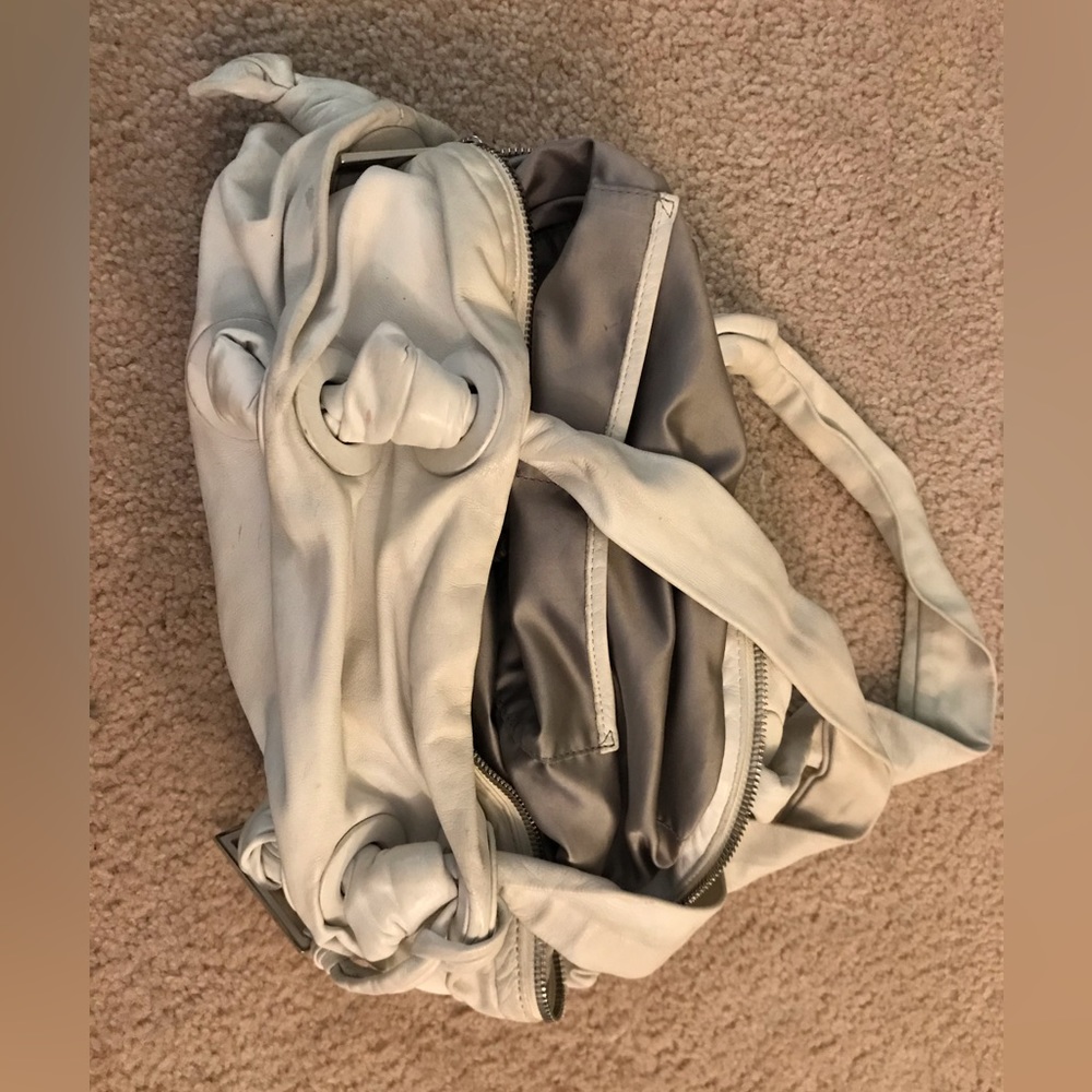 Michael Kors White Leather Designer Handbag with Duster